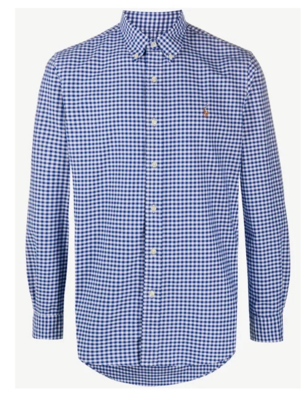 Polo Ralph Lauren Blue Gingham Checked Oxford Button Down 100% Cotton Shirt. L